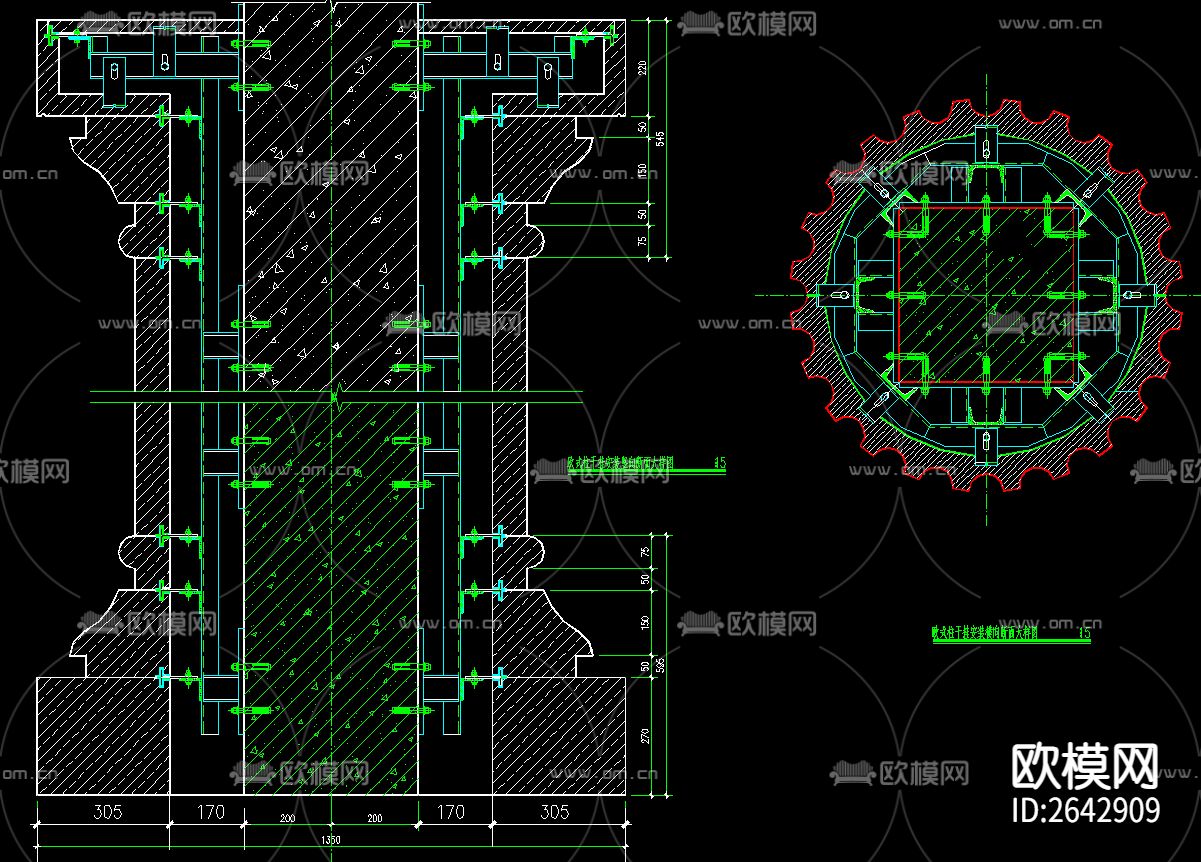 陶立克柱cad大样图下载（渲染图4）