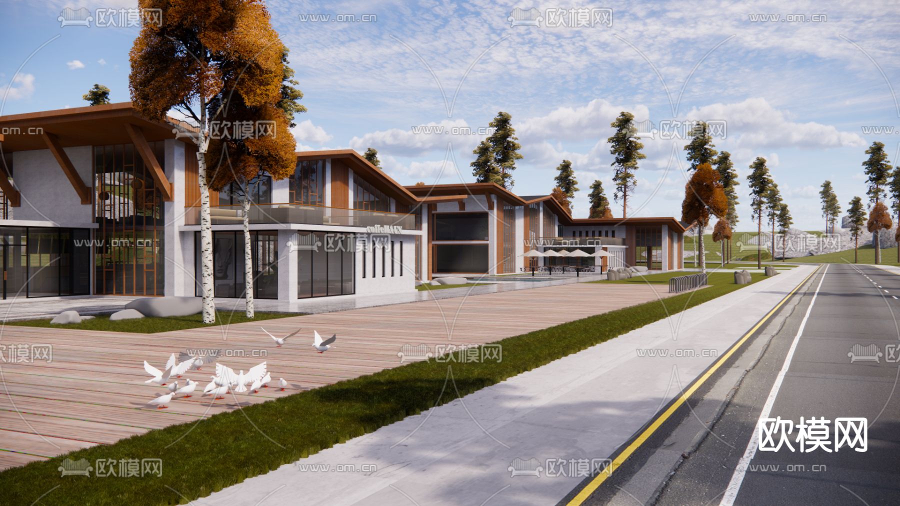 新中式民宿客栈su模型下载（渲染图4）