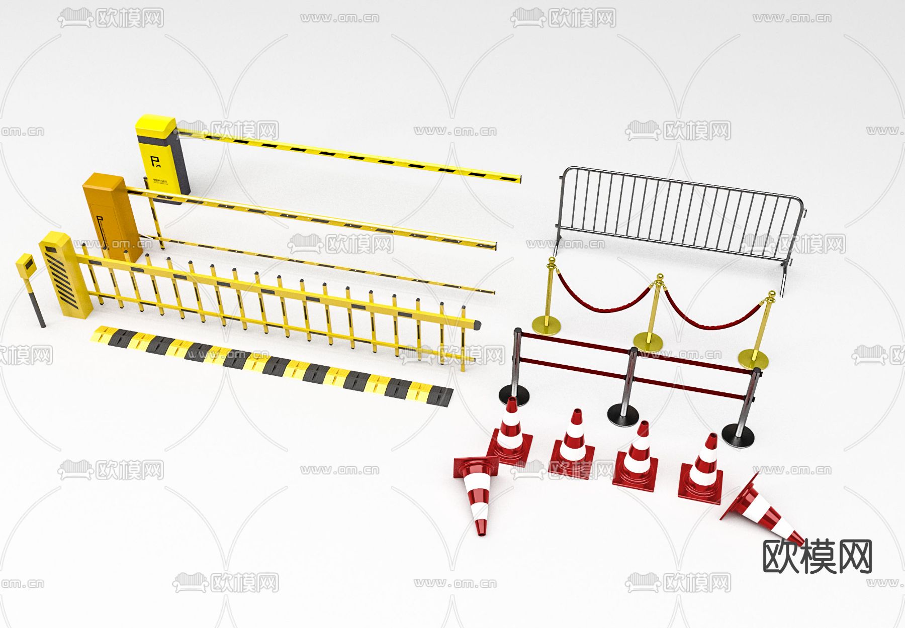收费杆 车道护栏 停车杆 门闸3d模型下载