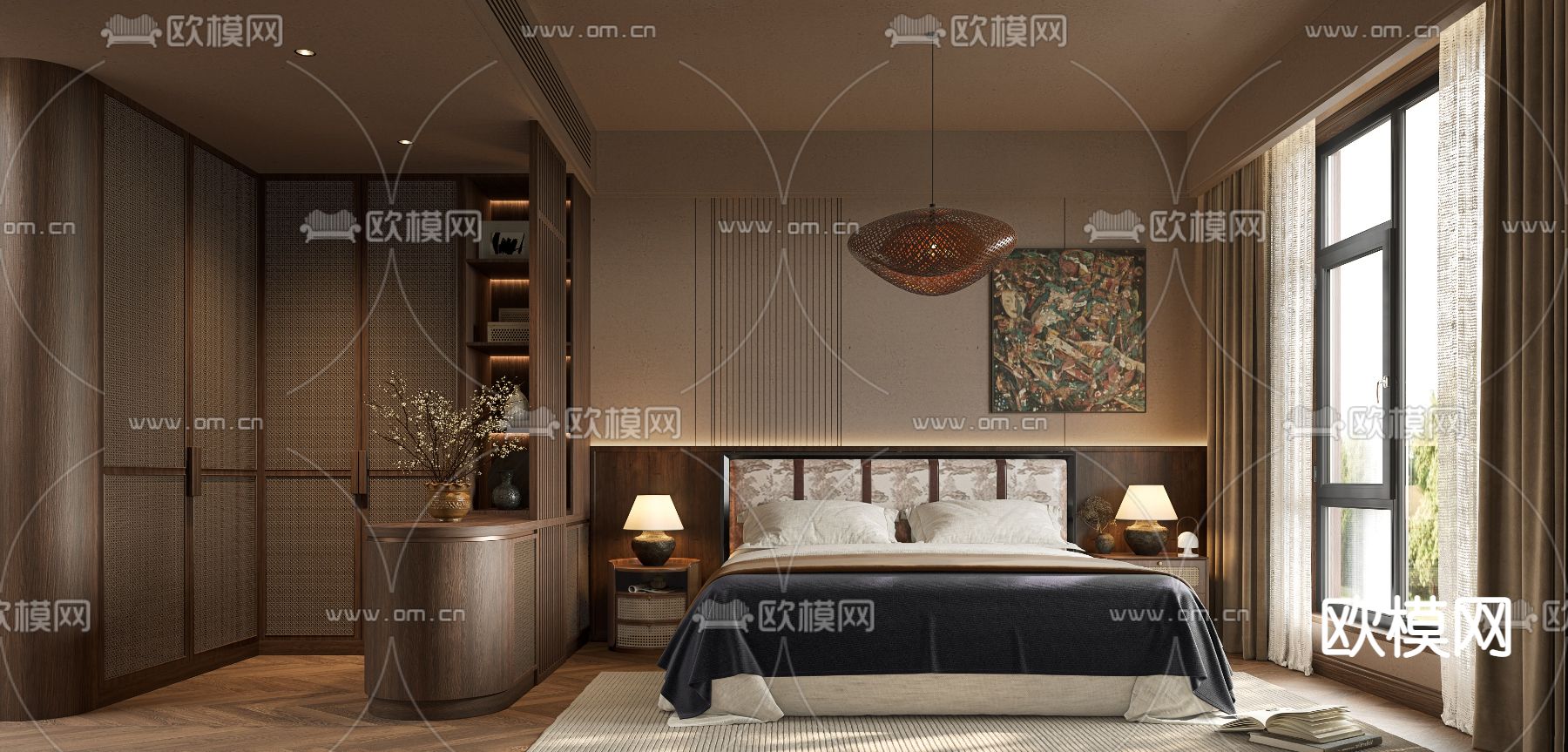 侘寂卧室 主卧3d模型下载
