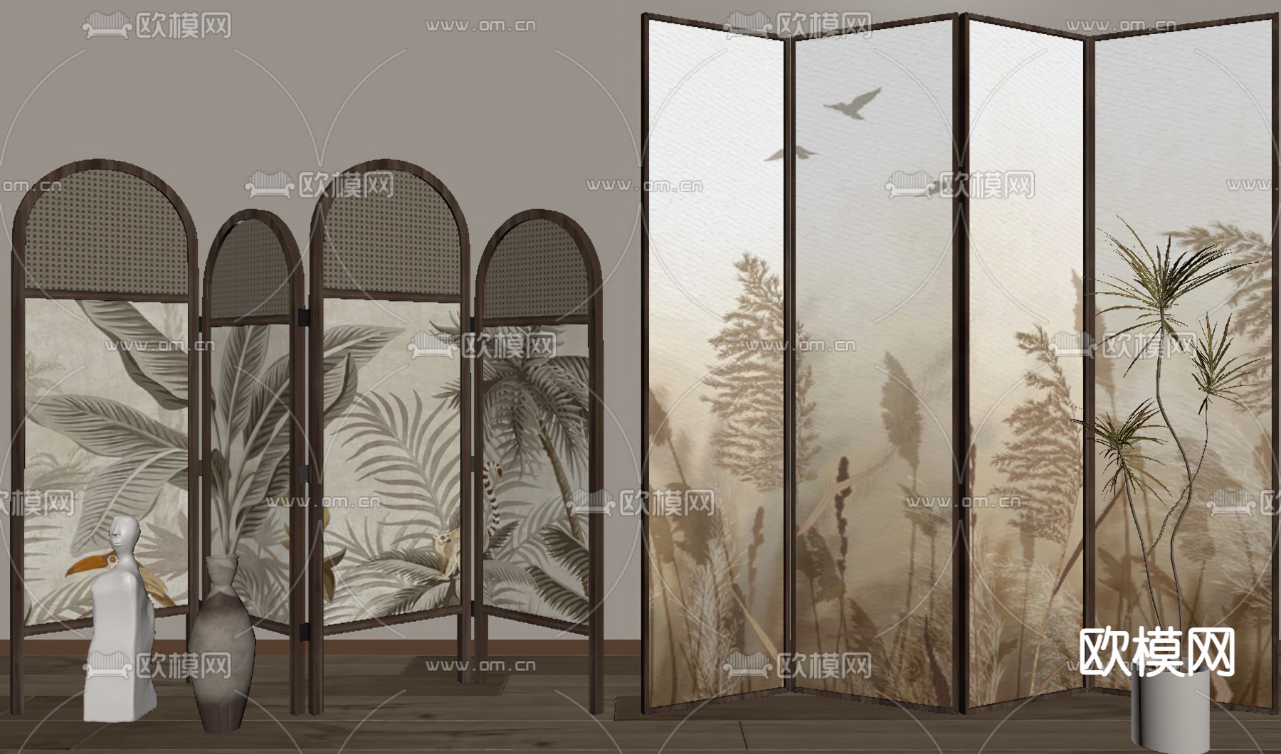 侘寂屏风su模型下载（渲染图2）