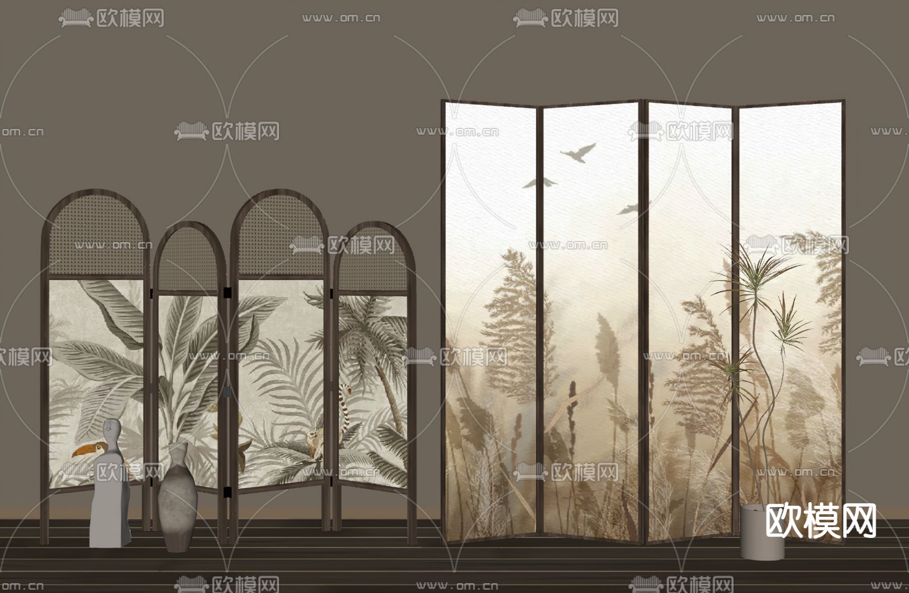 侘寂屏风su模型下载（渲染图3）