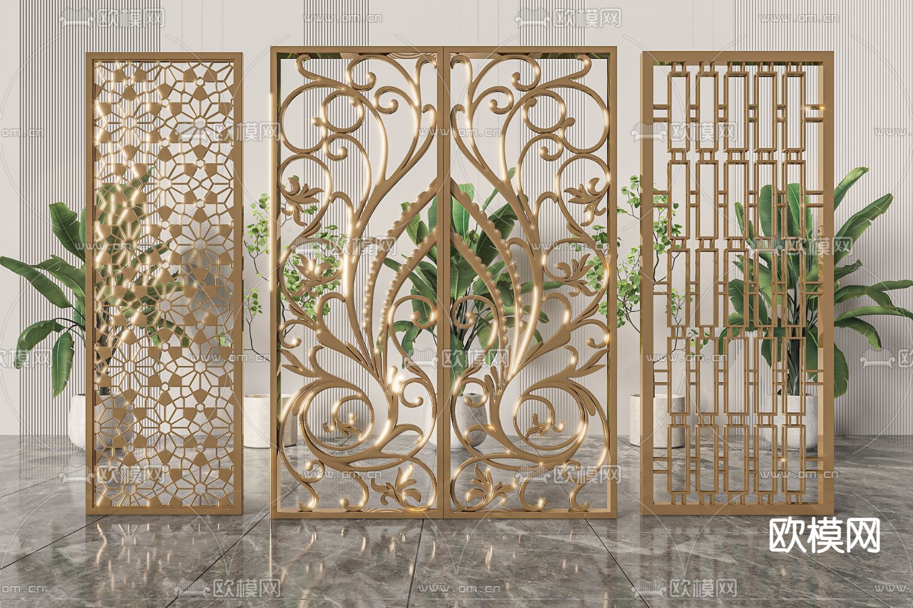 欧式屏风 隔断3d模型下载