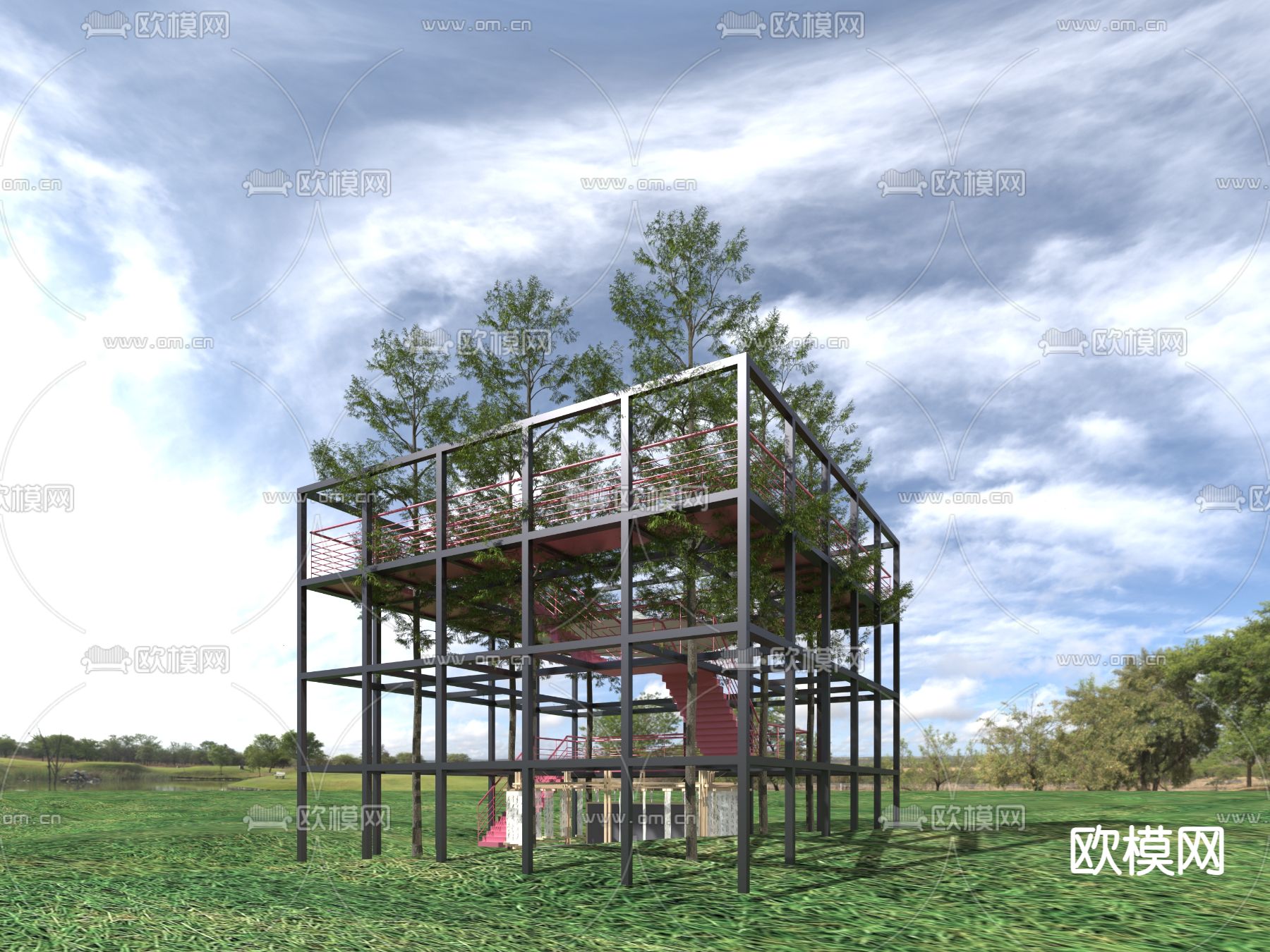 景观台 瞭望台免费3d模型下载