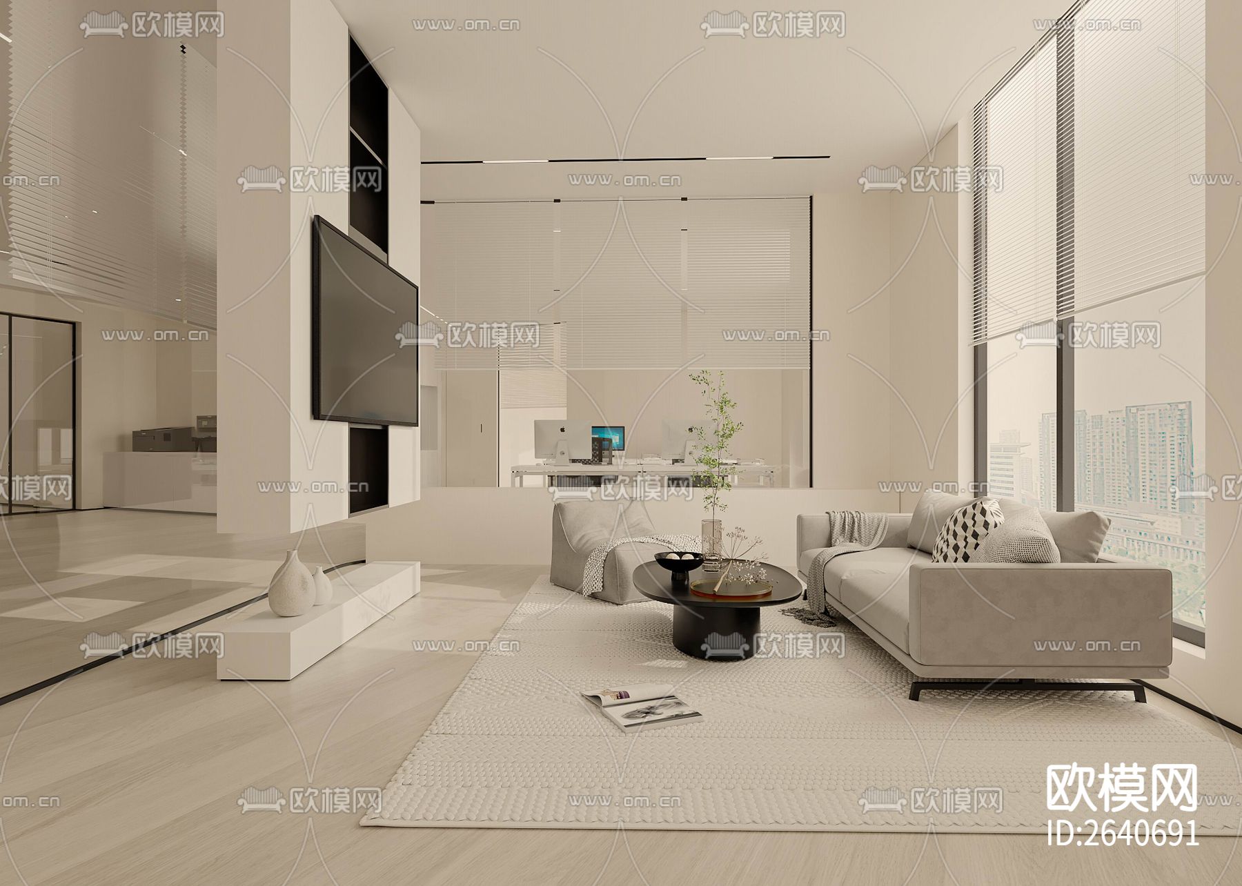 办公室CAD施工图下载（渲染图5）