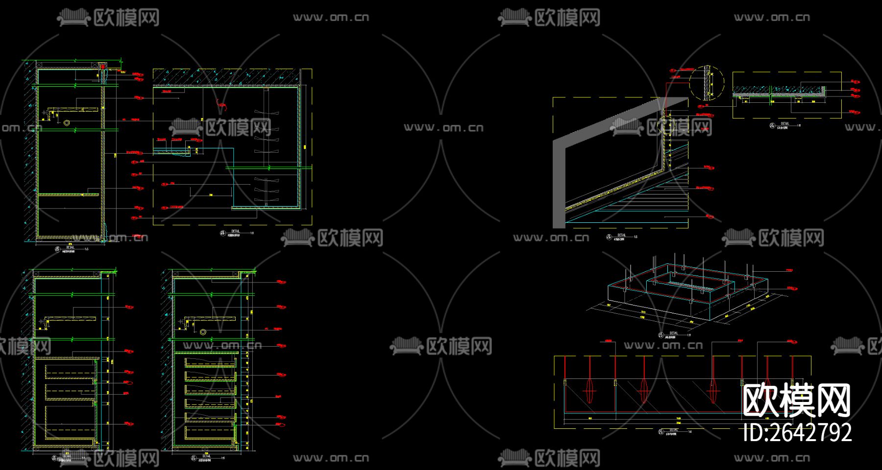 卧室cad立面图下载（渲染图2）