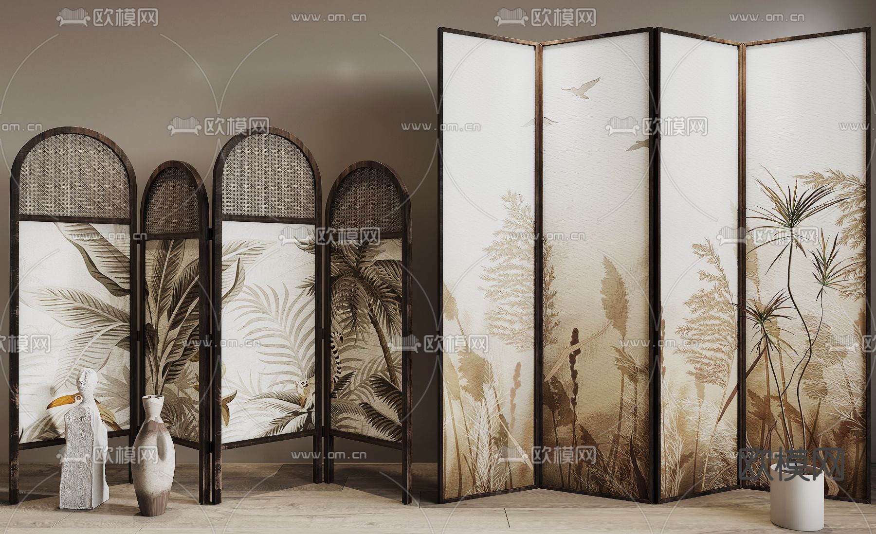 侘寂屏风su模型下载（渲染图1）