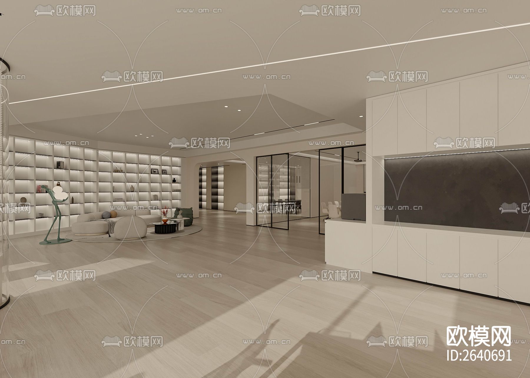 办公室CAD施工图下载（渲染图3）