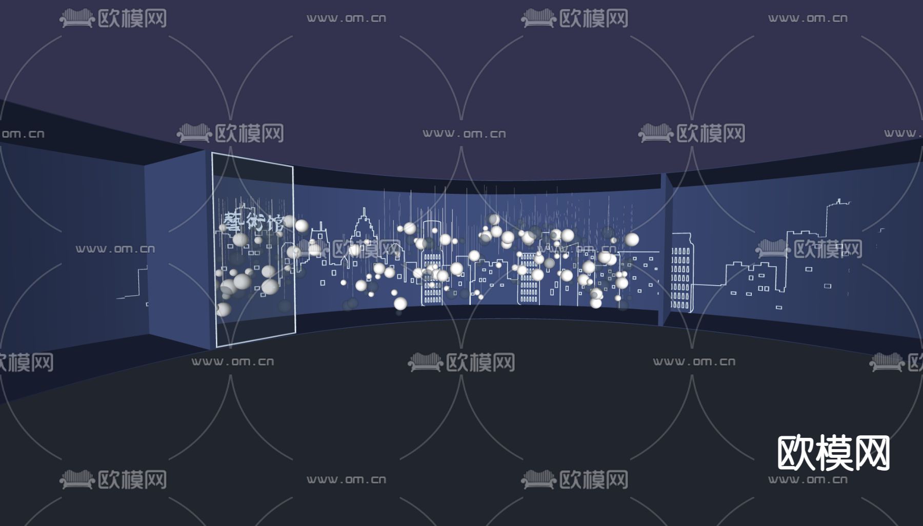 现代打卡馆su模型下载（渲染图2）