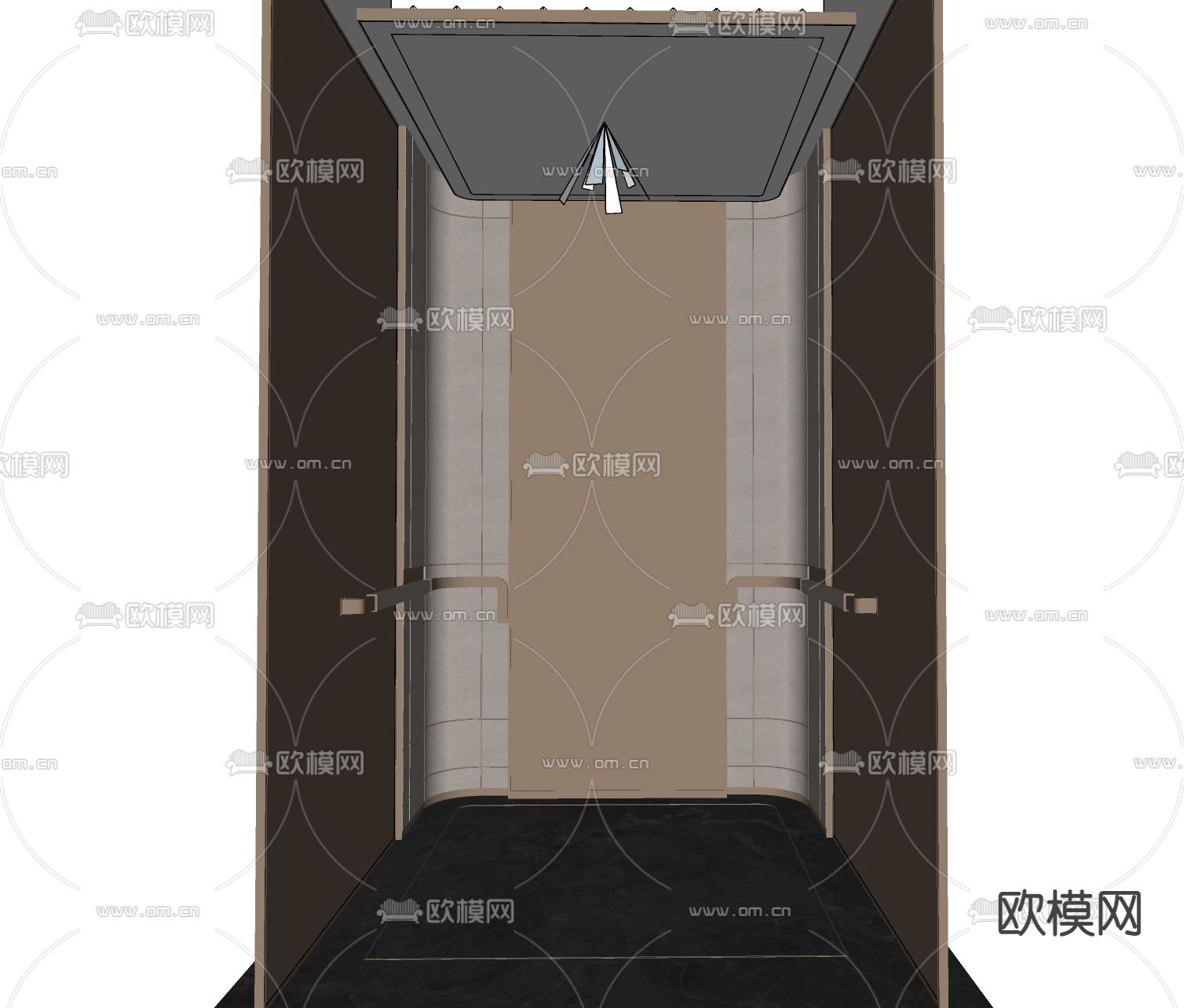 现代电梯轿厢su模型下载（渲染图2）