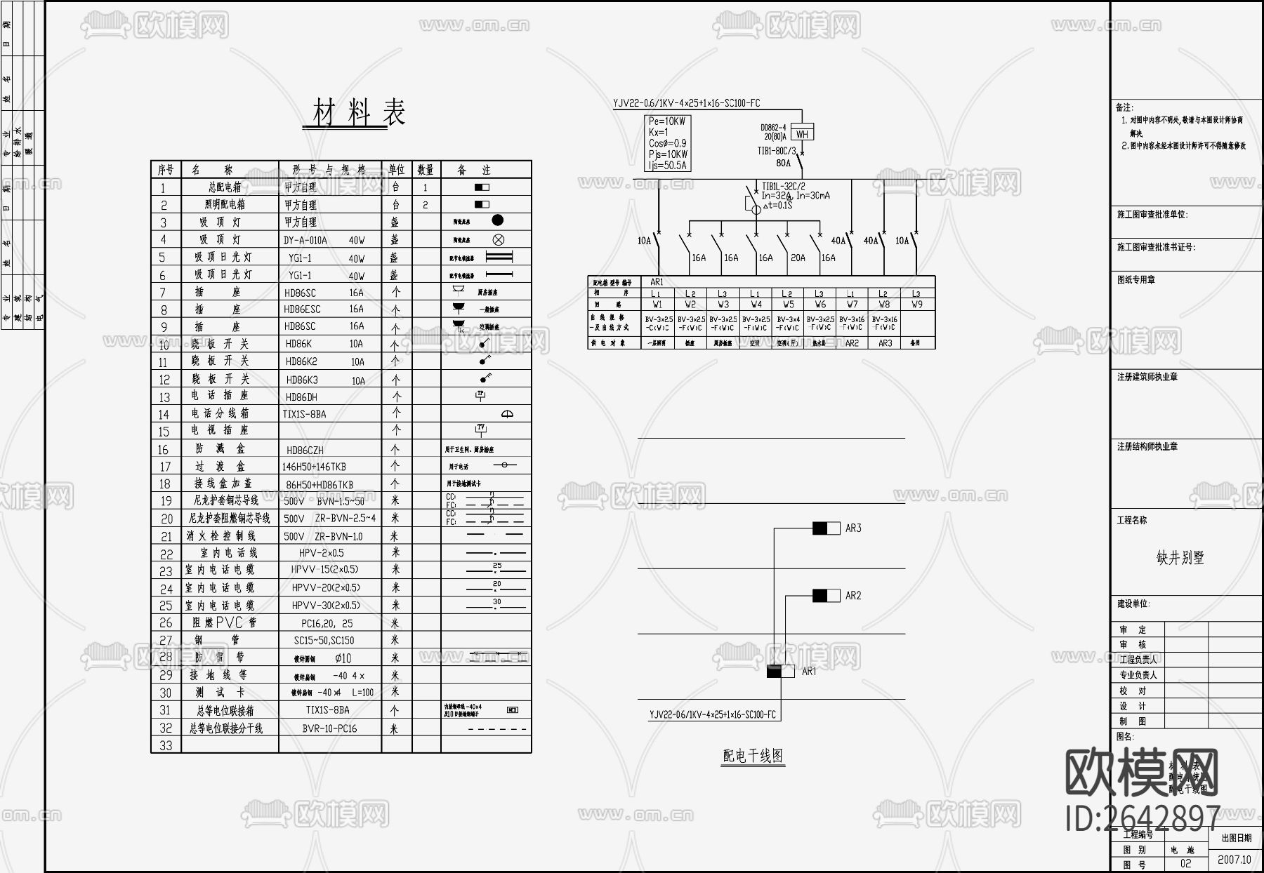 自建房电气cad平面图下载（渲染图3）