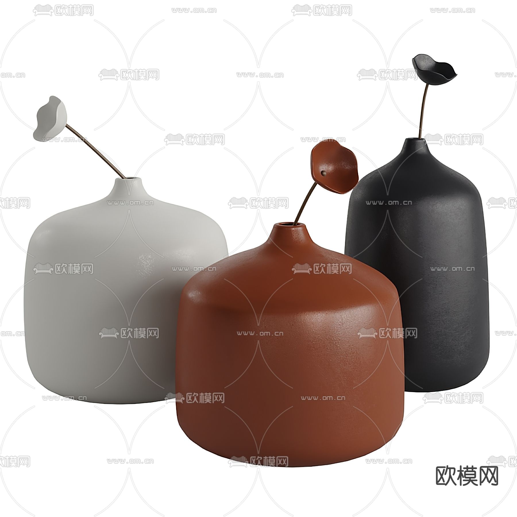 现代陶瓷器皿su模型下载（渲染图1）