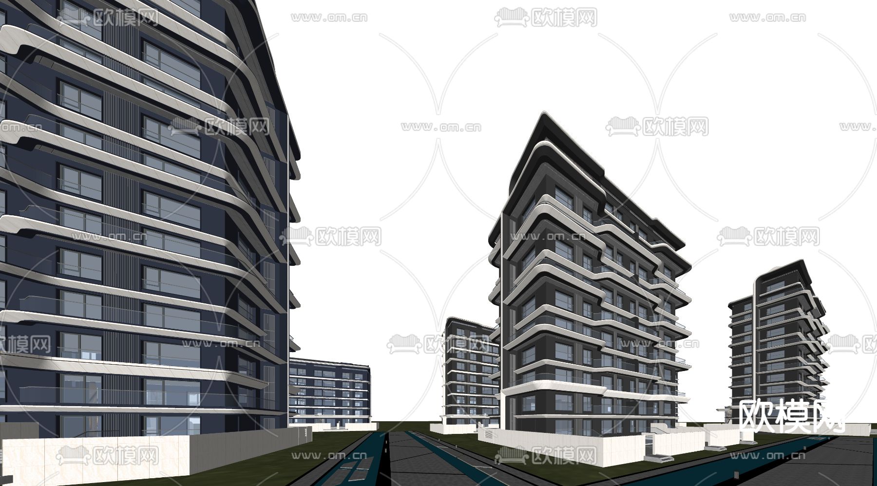 现代多层住宅su模型下载（渲染图3）