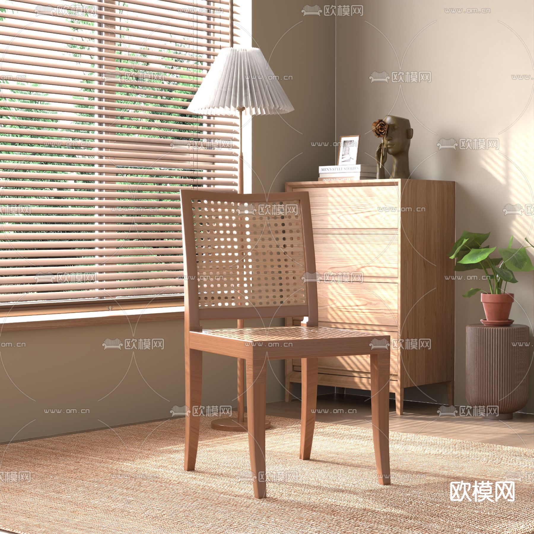 侘寂风餐椅su模型下载（渲染图1）