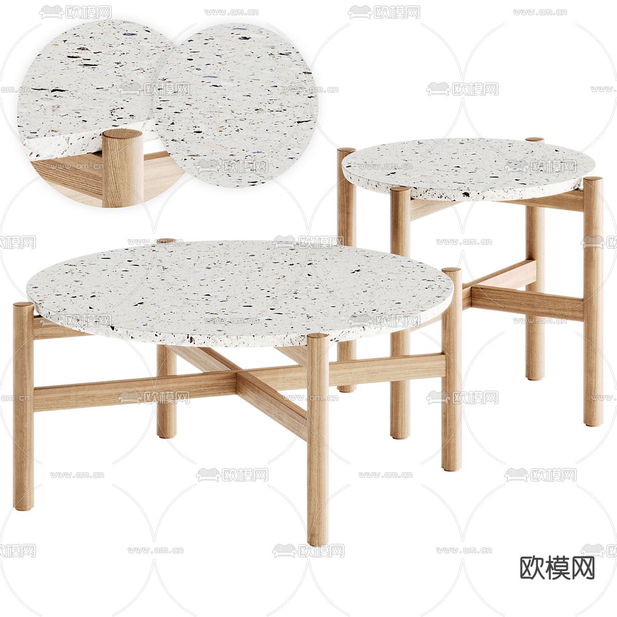 北欧子母茶几3d模型下载（渲染图1）