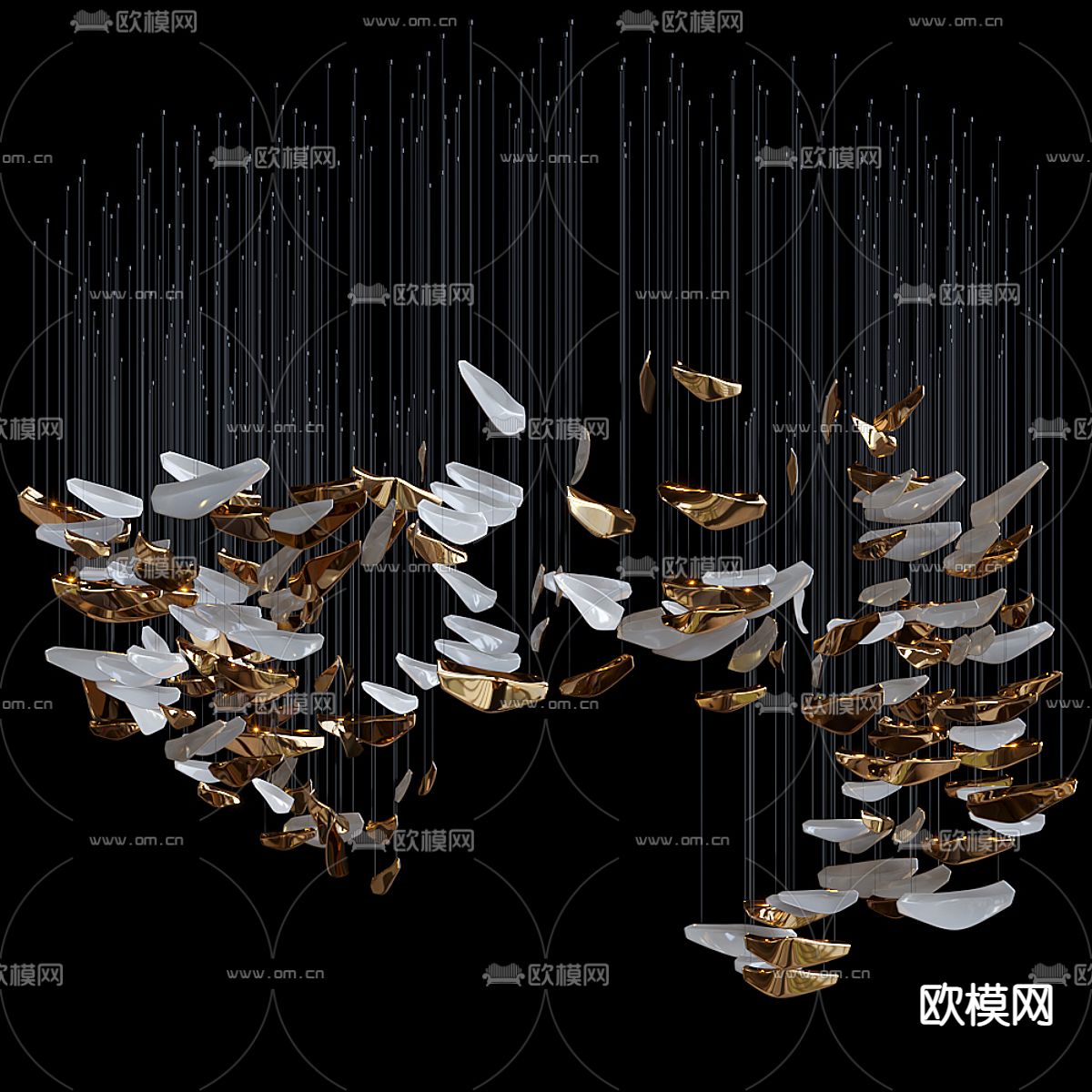 叶片装饰灯 大堂吊灯3d模型下载