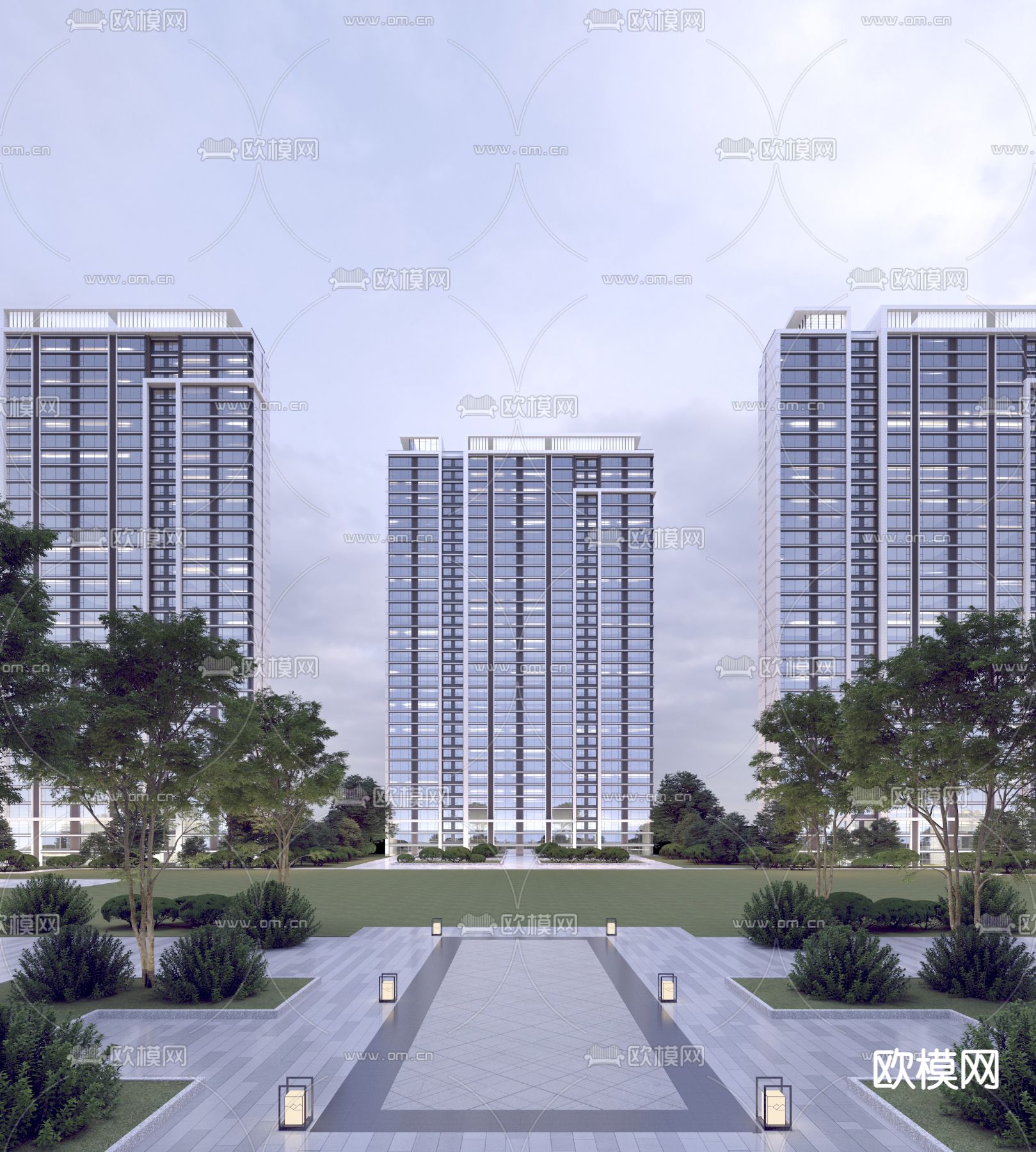 高层住宅外观3d模型下载