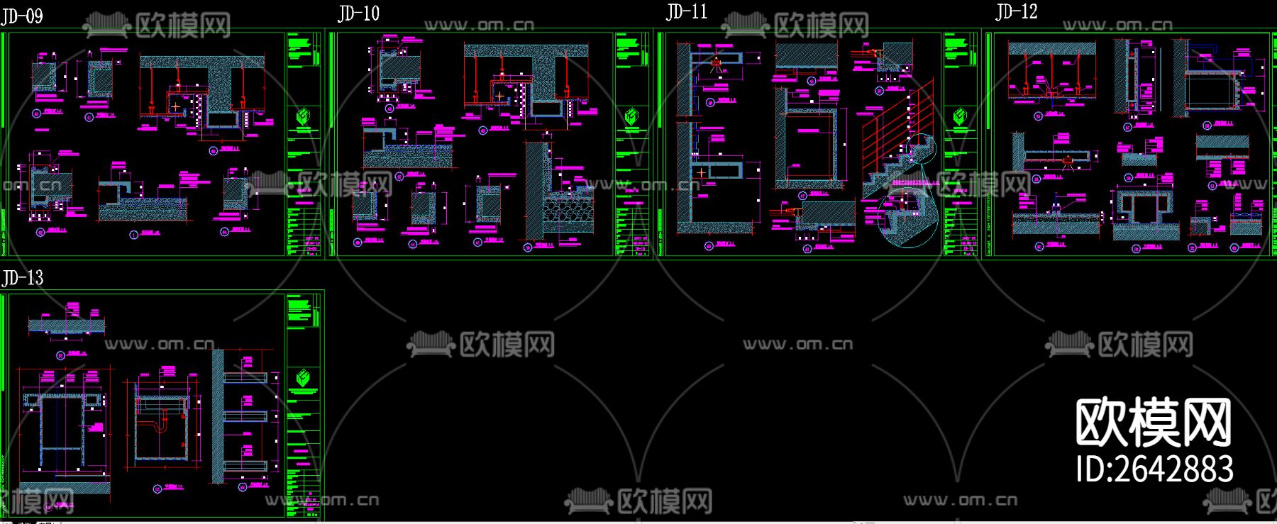 墙地顶cad大样图合集下载（渲染图5）