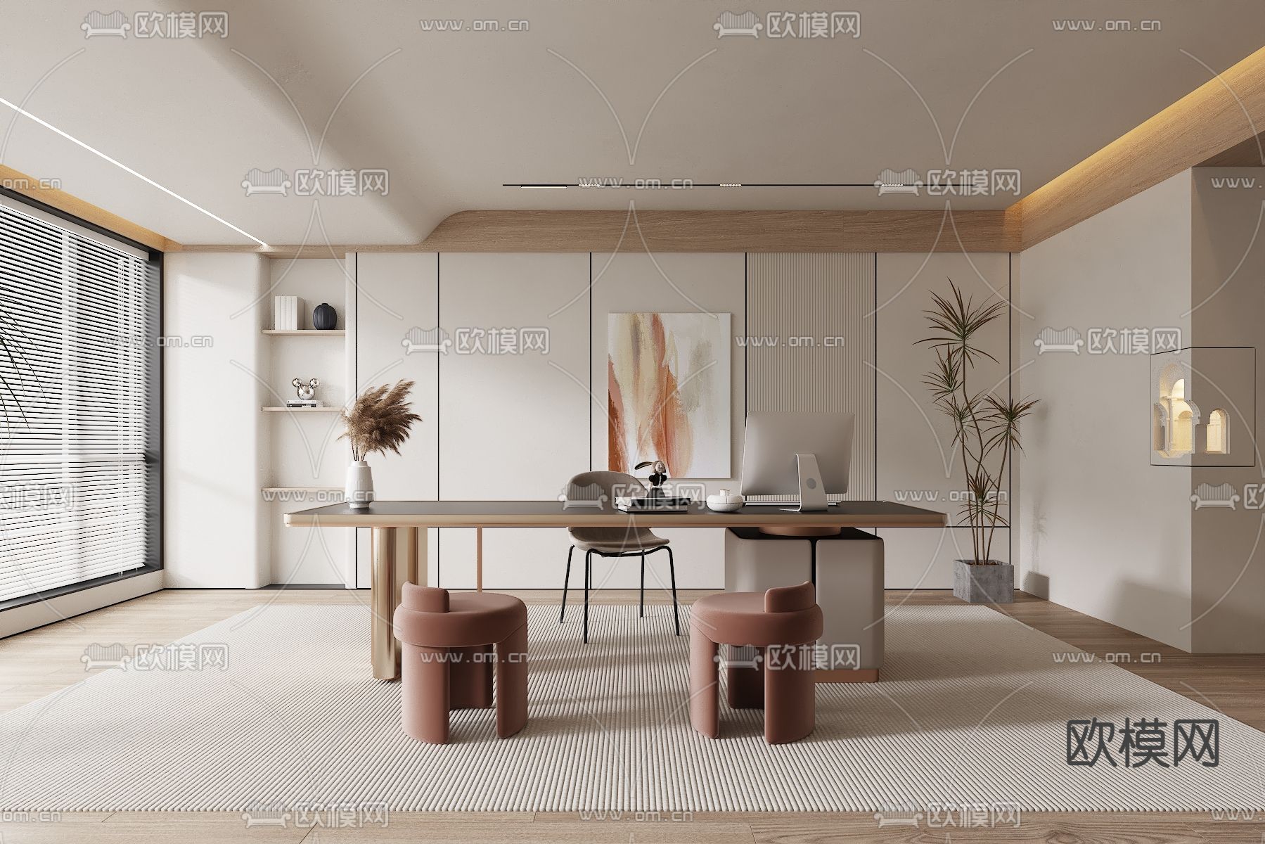 侘寂书房3d模型下载_ID14089430_3dmax免费模型-欧模网