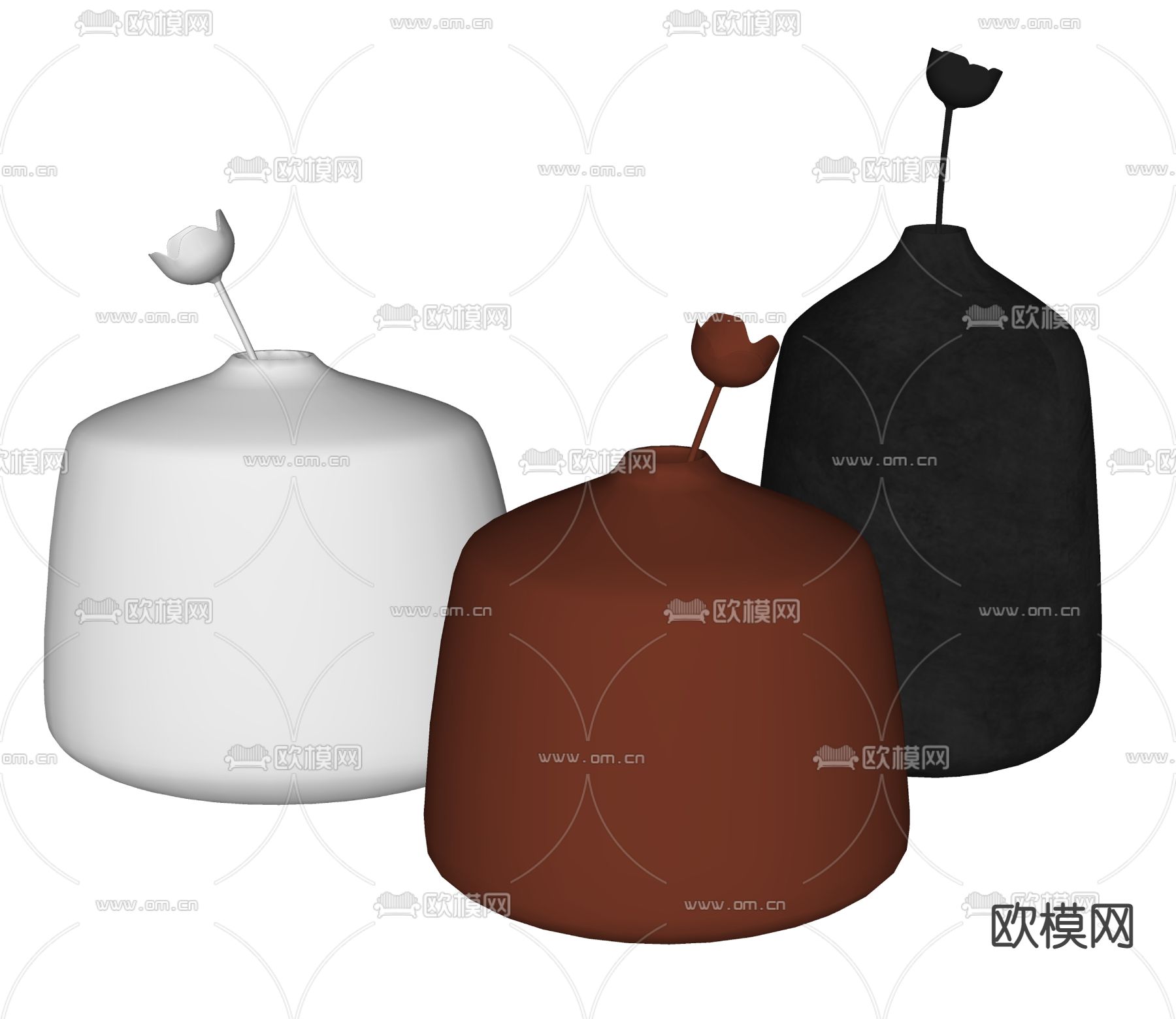 现代陶瓷器皿su模型下载（渲染图2）