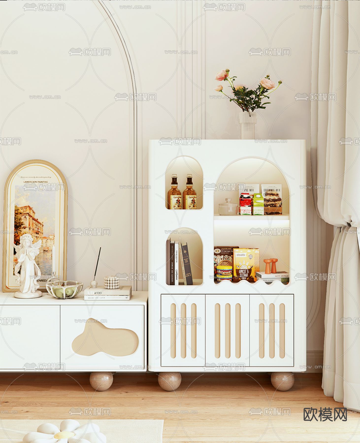 法式边柜 零食柜3d模型下载