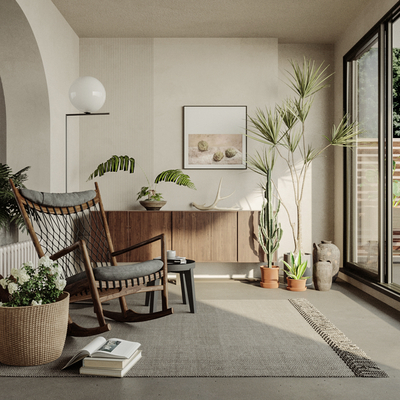  侘寂风阳台su模型 