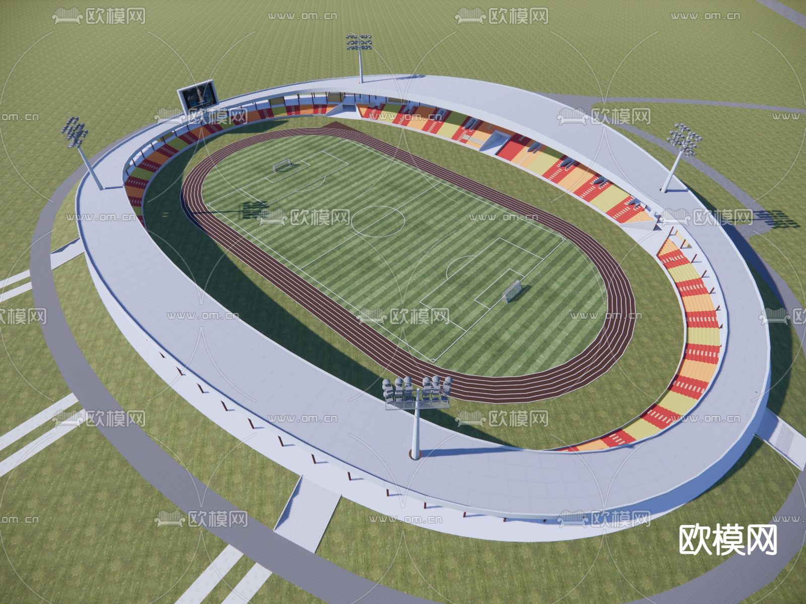 户外足球场su模型下载（渲染图1）