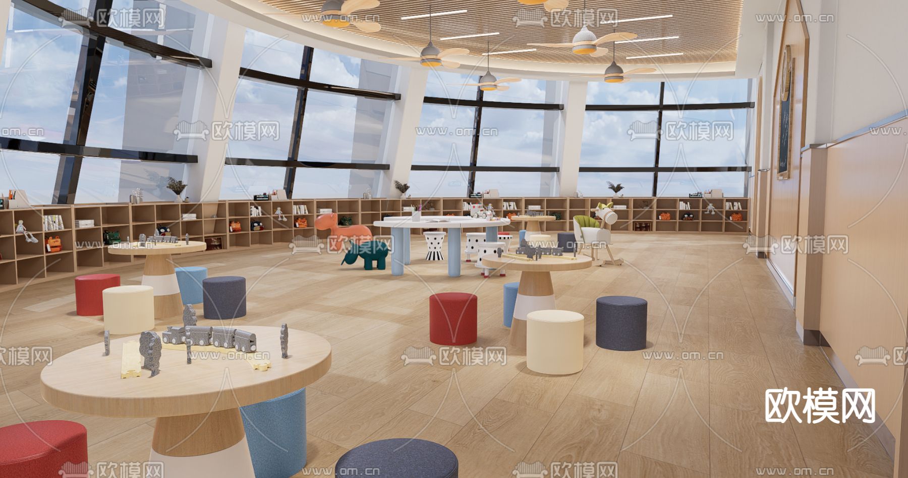 幼儿园科探室su模型下载（渲染图1）