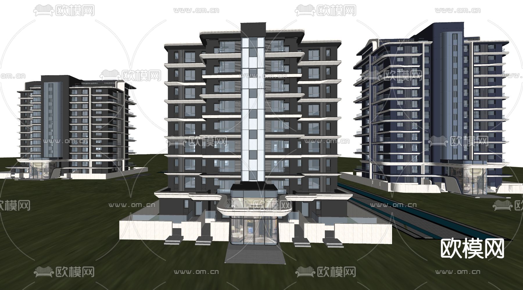 现代多层住宅su模型下载（渲染图4）