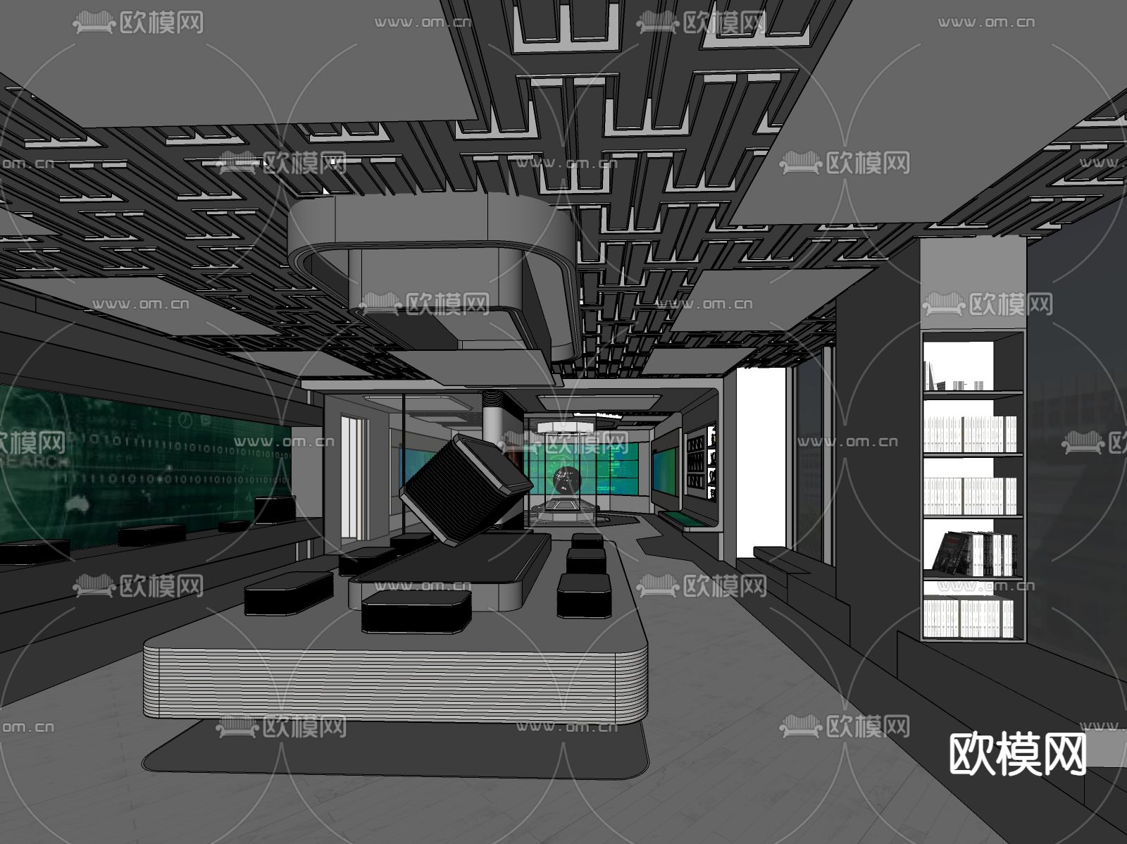 现代科技展厅su模型下载（渲染图2）
