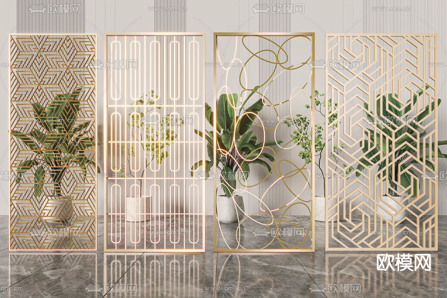 金属屏风 隔断3d模型下载