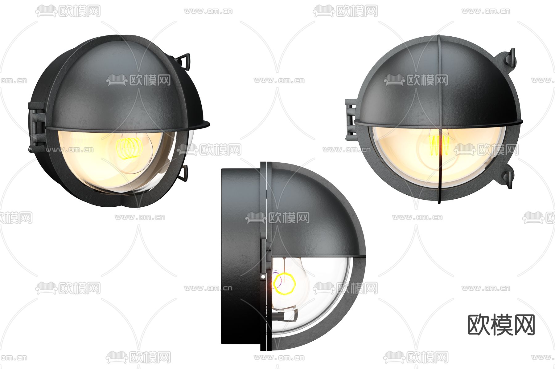 工业风壁灯3d模型下载