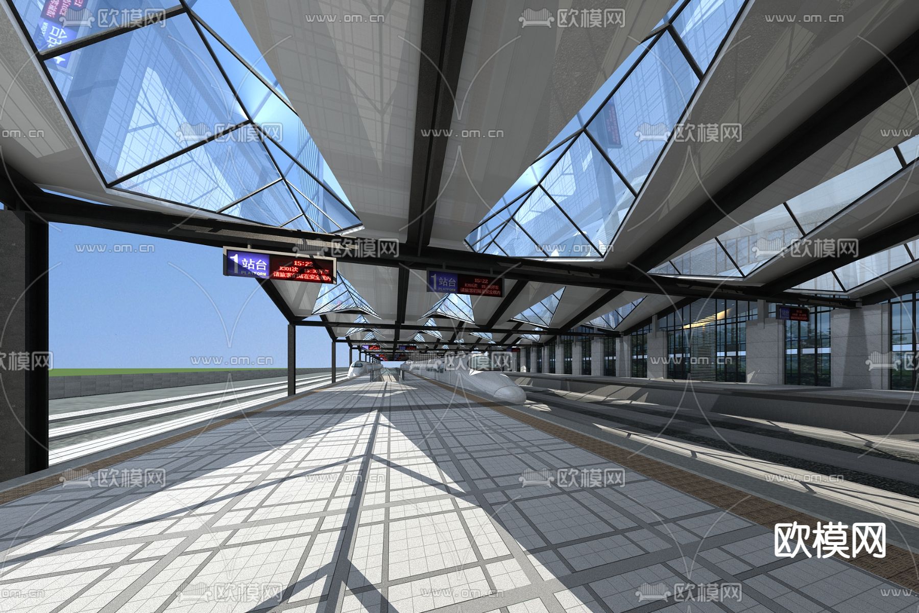 车站 高铁站 站台3d模型下载