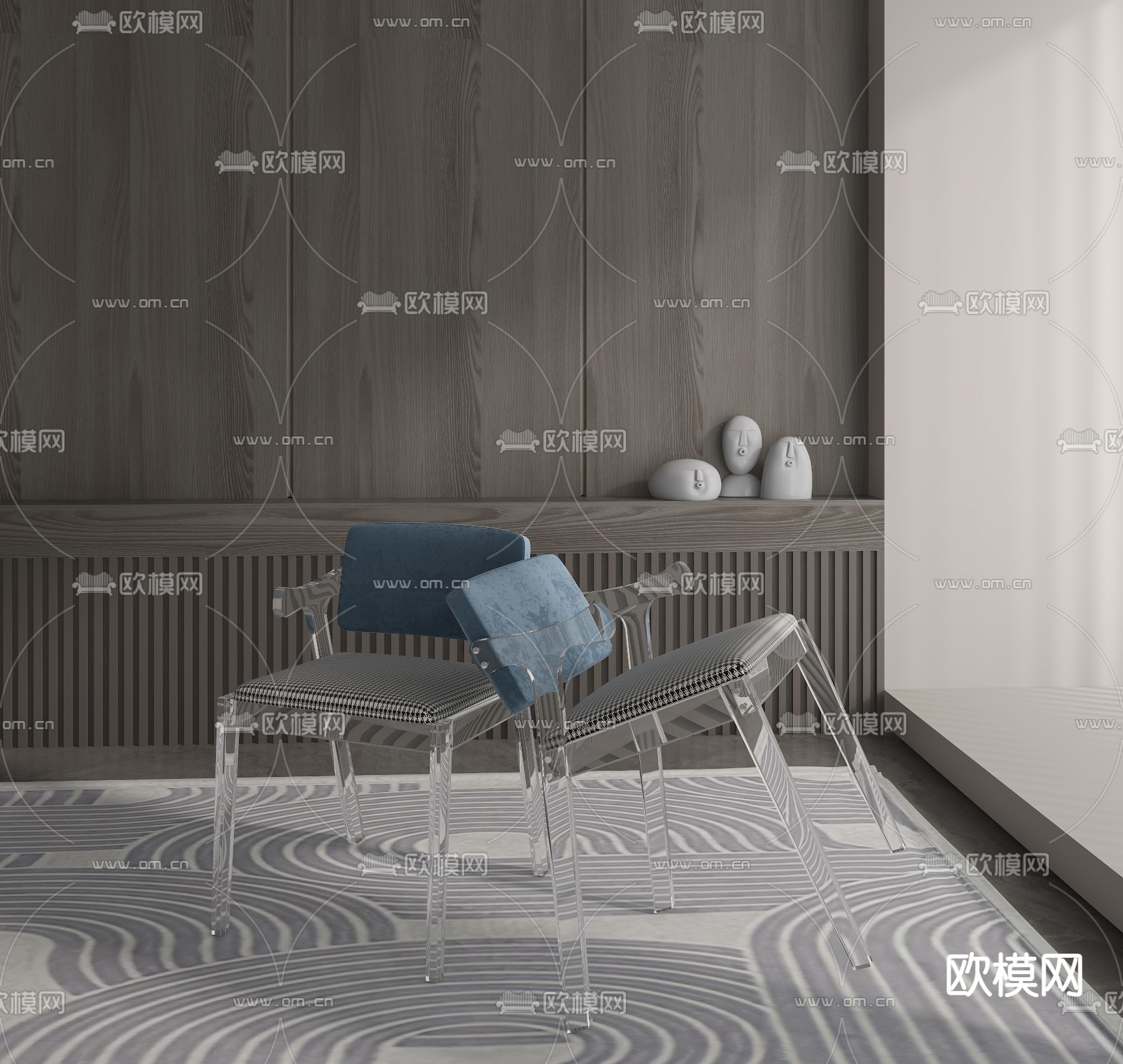 透明椅子 餐椅3d模型下载