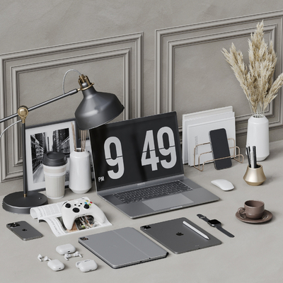  现代办公用品su模型 