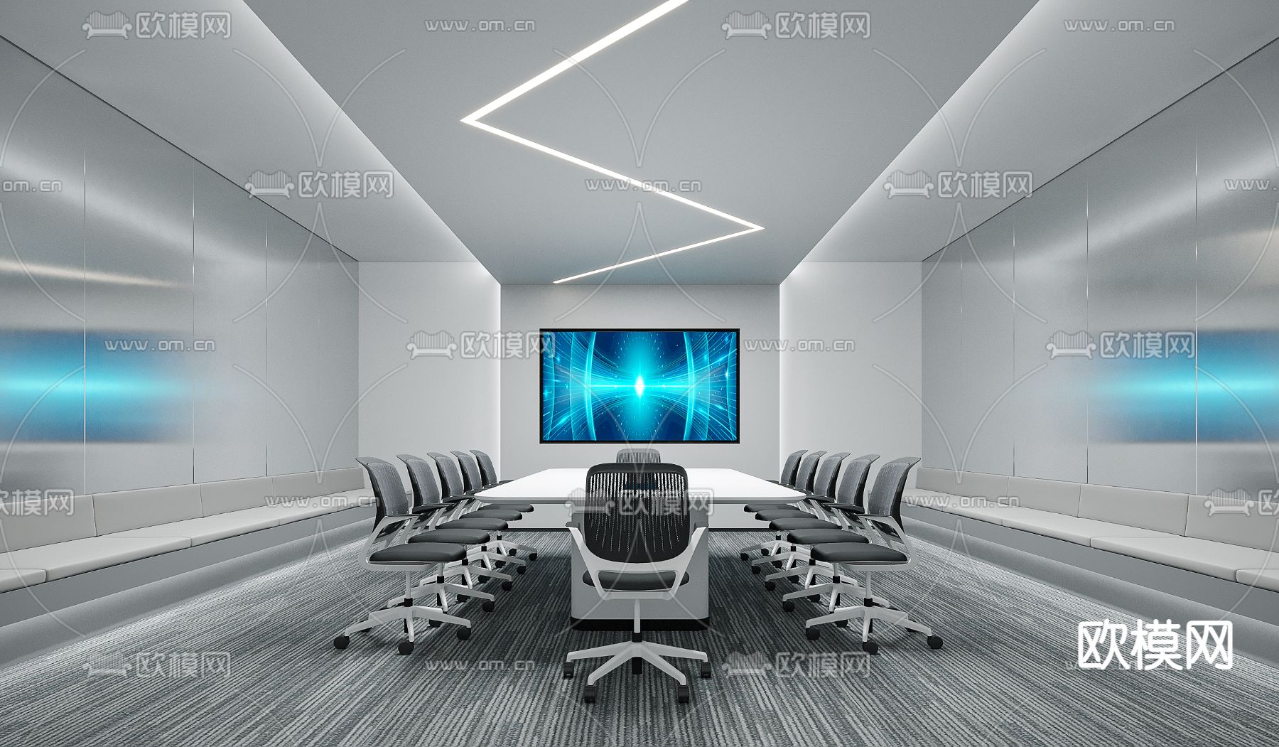科技感会议室3d模型下载_ID14088606_3dmax免费模型-欧模网