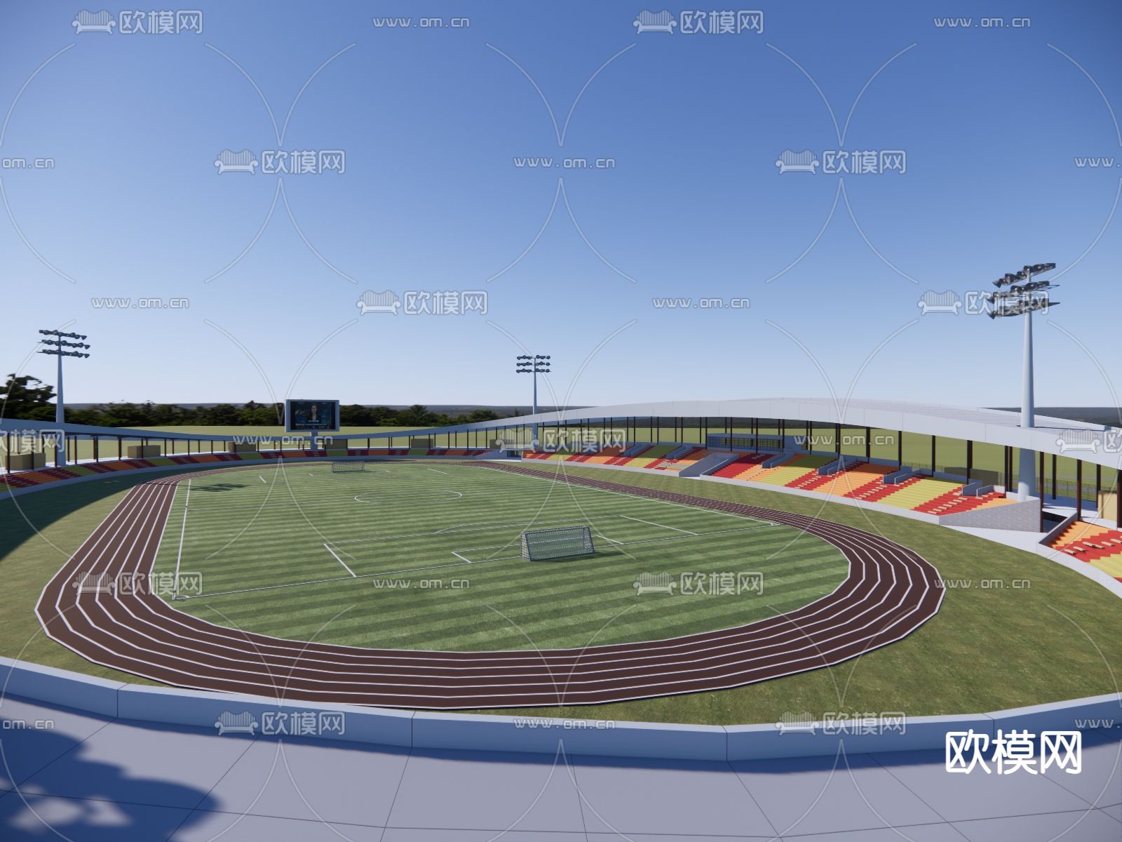 户外足球场su模型下载（渲染图4）