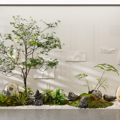  现代植物堆 庭院小品su模型 