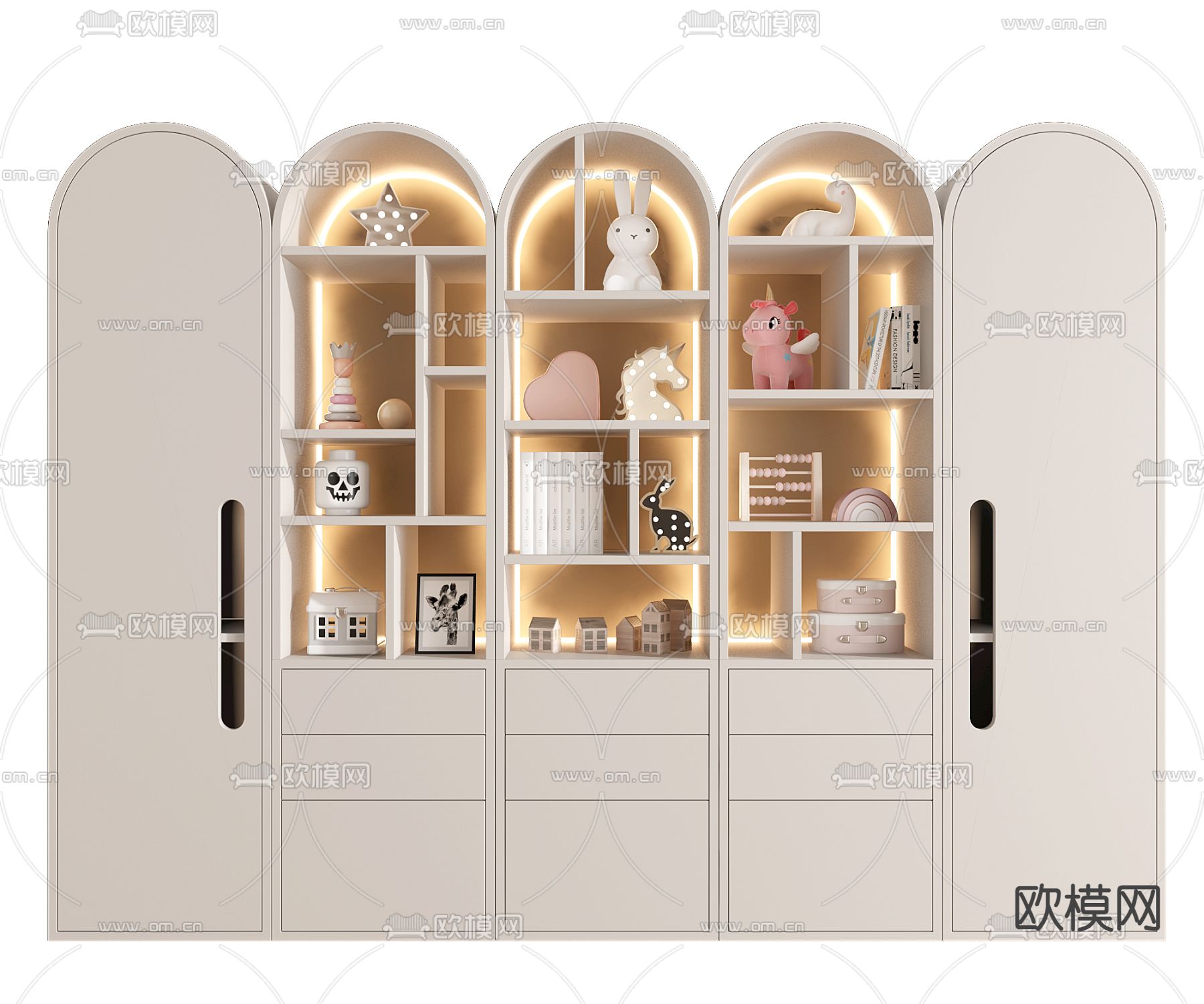 儿童书柜 收纳柜3d模型下载