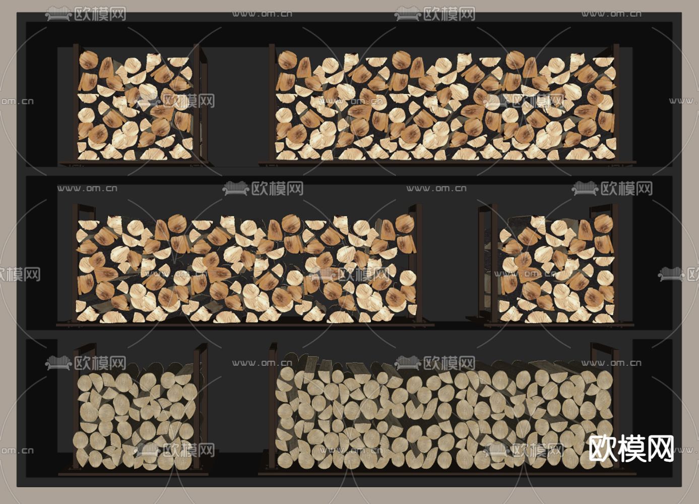现代壁炉 木柴堆su模型下载（渲染图2）