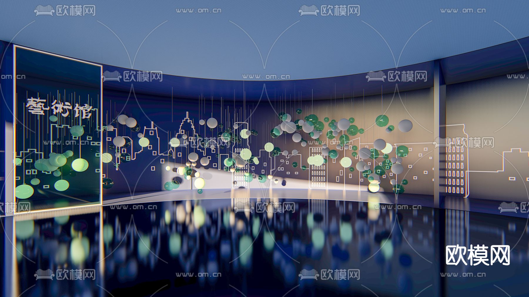 现代打卡馆su模型下载（渲染图3）