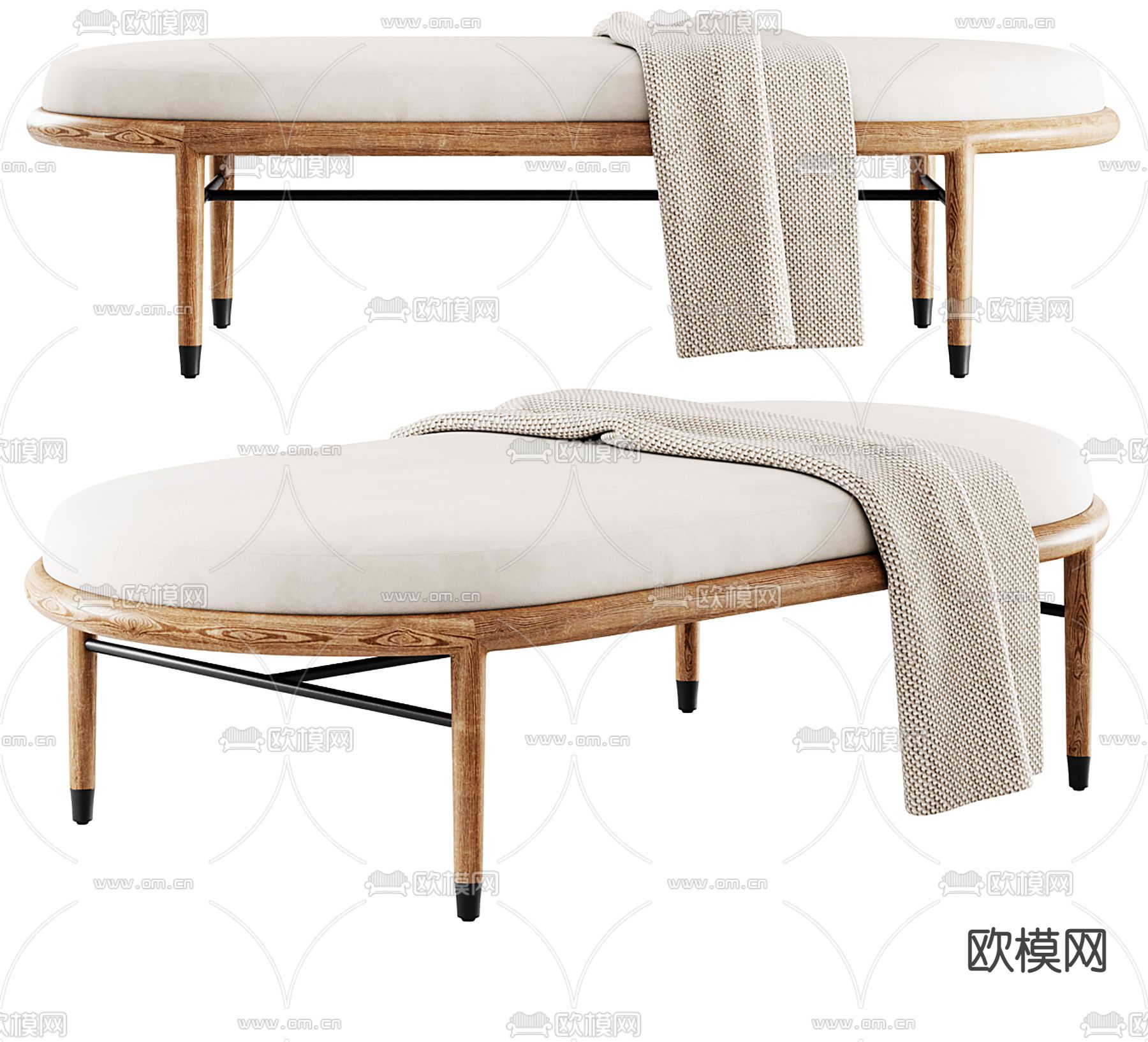 侘寂沙发凳 脚踏3d模型下载（渲染图2）