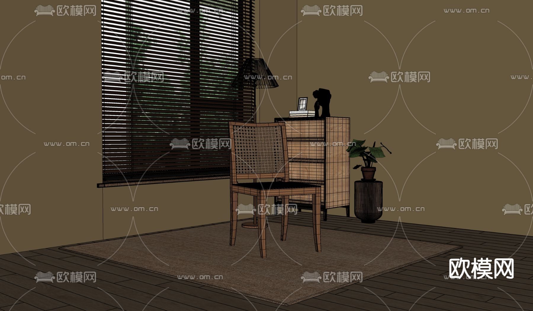 侘寂风餐椅su模型下载（渲染图2）