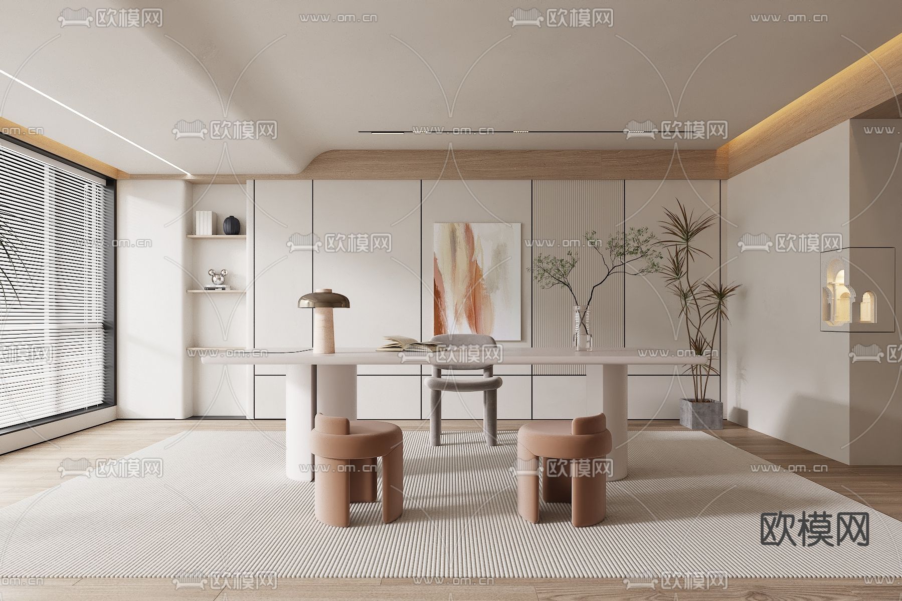 现代书房3d模型下载_ID14089313_3dmax免费模型-欧模网