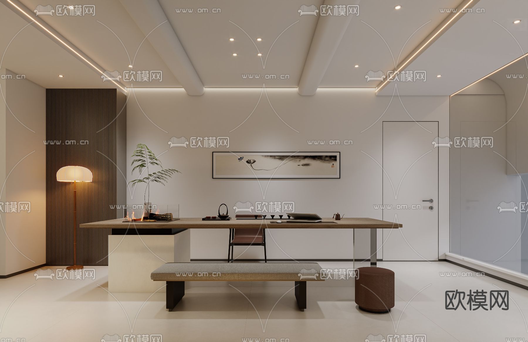 侘寂茶室 餐厅3d模型下载_ID14090333_3dmax免费模型-欧模网