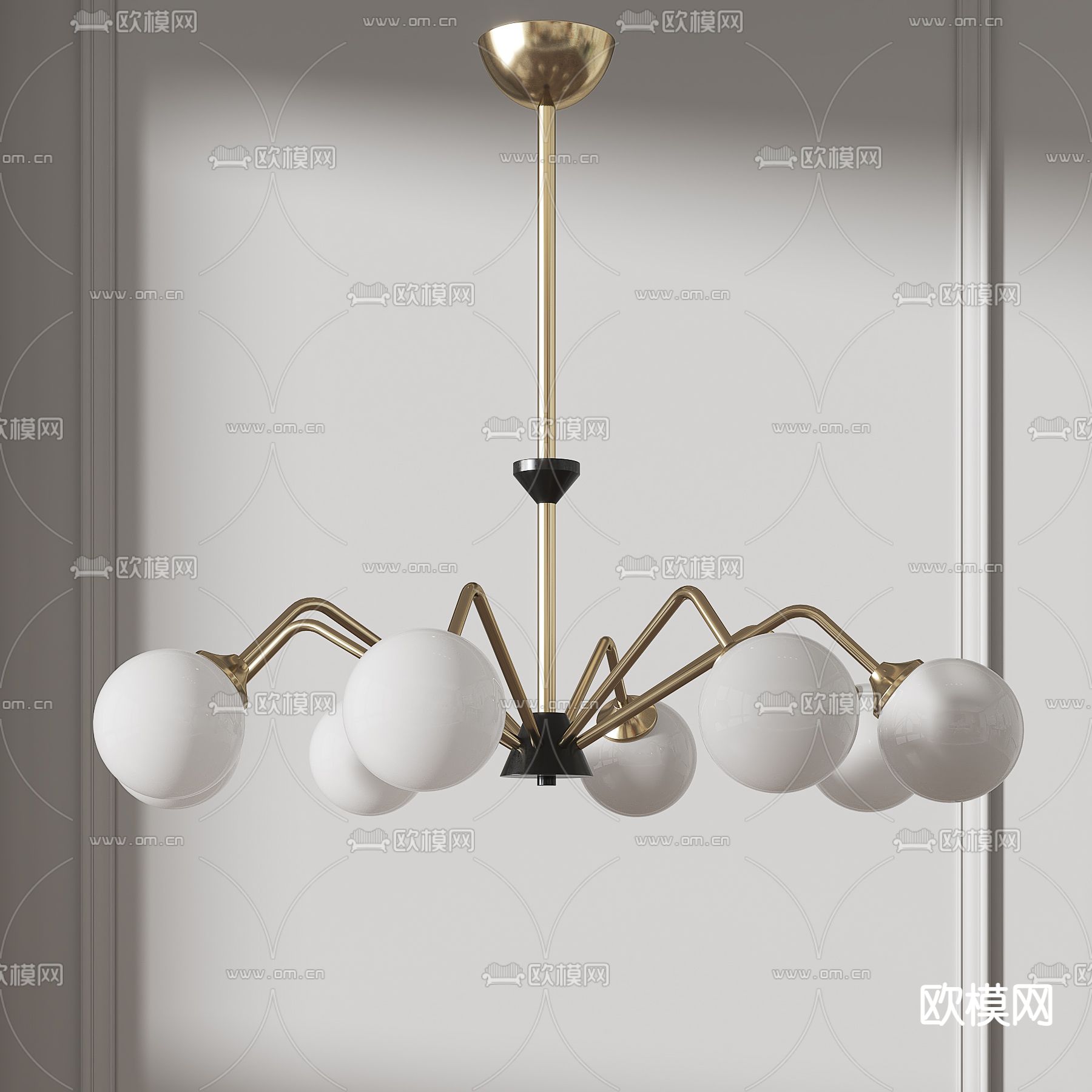 北欧球形吊灯su模型下载（渲染图1）