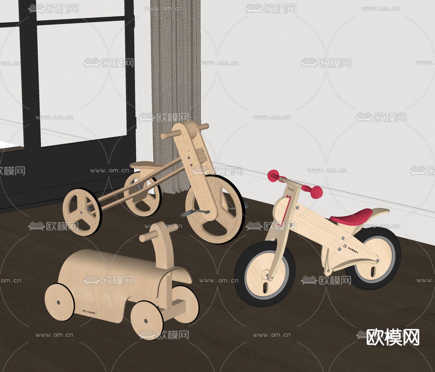 现代儿童玩具车su模型