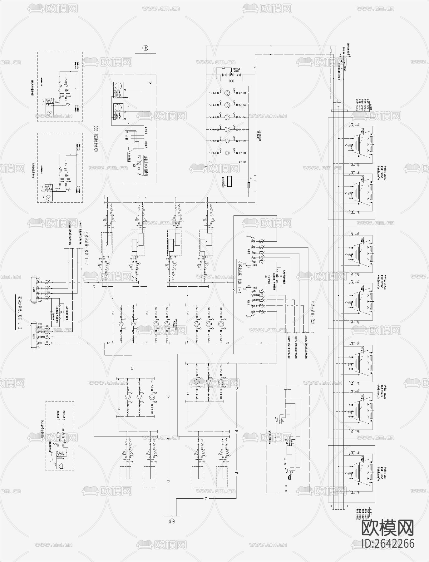 大型场所水冷机CAD施工图下载（渲染图5）