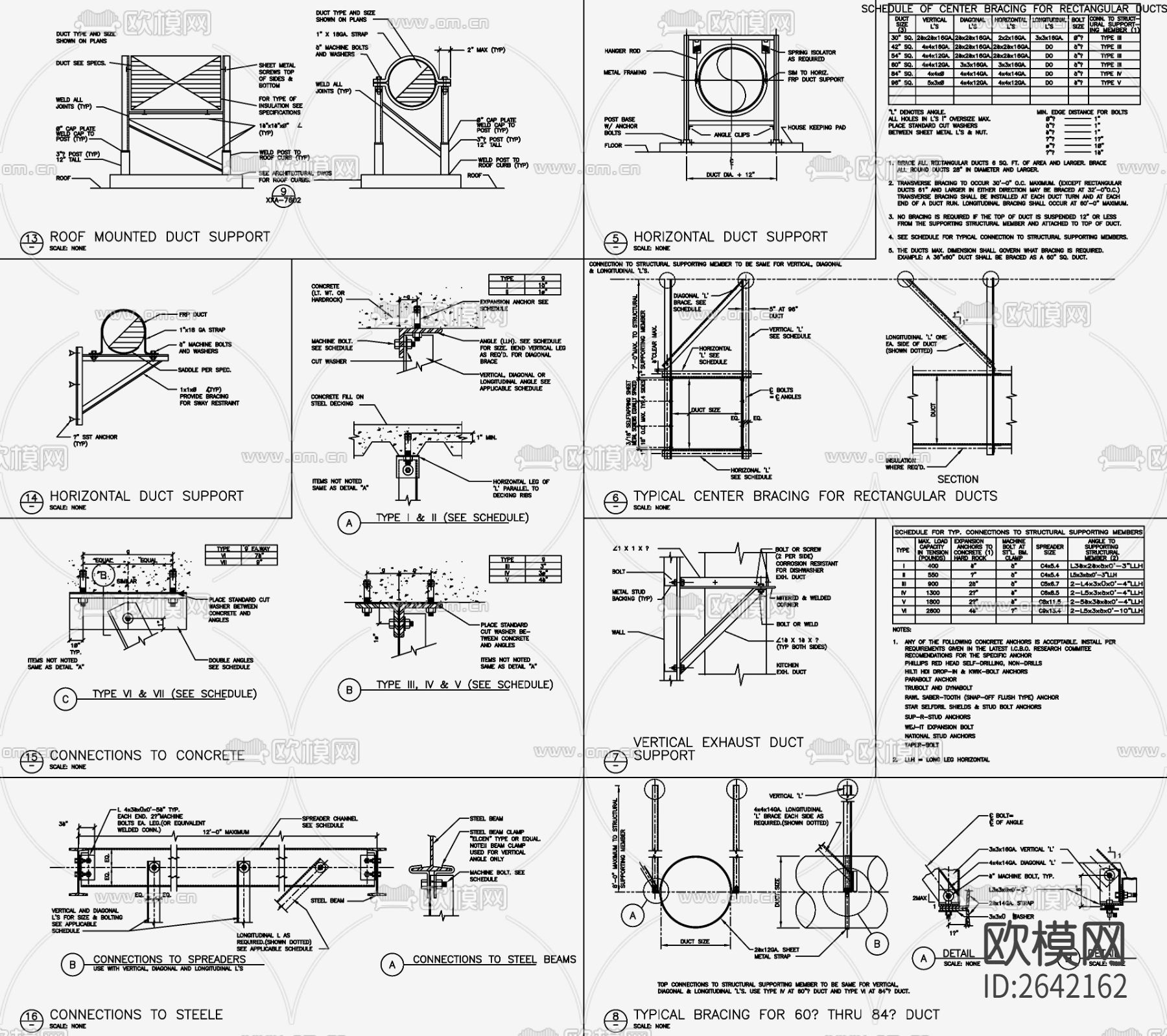风管和水管道支撑节点大样下载