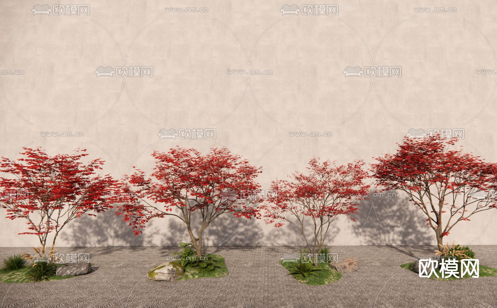 现代景观树 红叶树su模型下载（渲染图1）